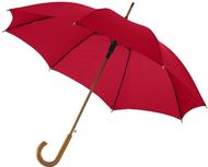 23" Kyle-sateenvarjo, automaattisesti avautuva, puinen varsi, punainen liikelahja logopainatuksella